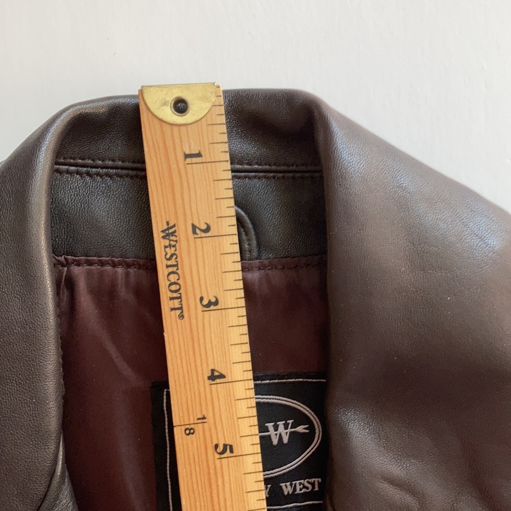 Chocolate Brown Leather Belted Jacket - Picture 8 of 16
